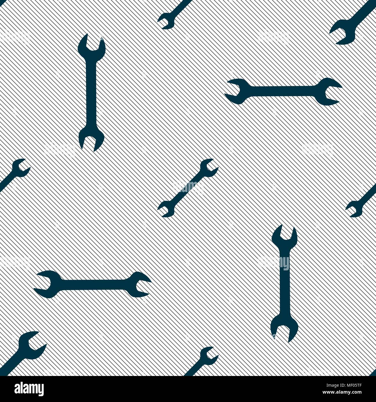 wrench icon sign. Seamless pattern with geometric texture. Vector illustration Stock Vector