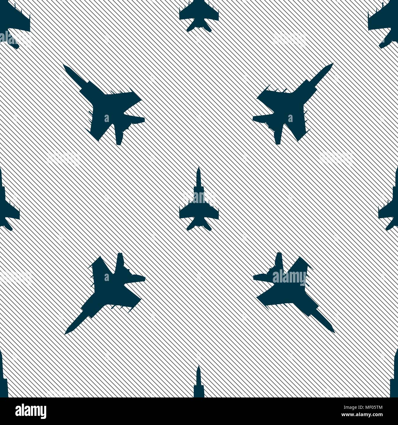 fighter icon sign. Seamless pattern with geometric texture. Vector illustration Stock Vector
