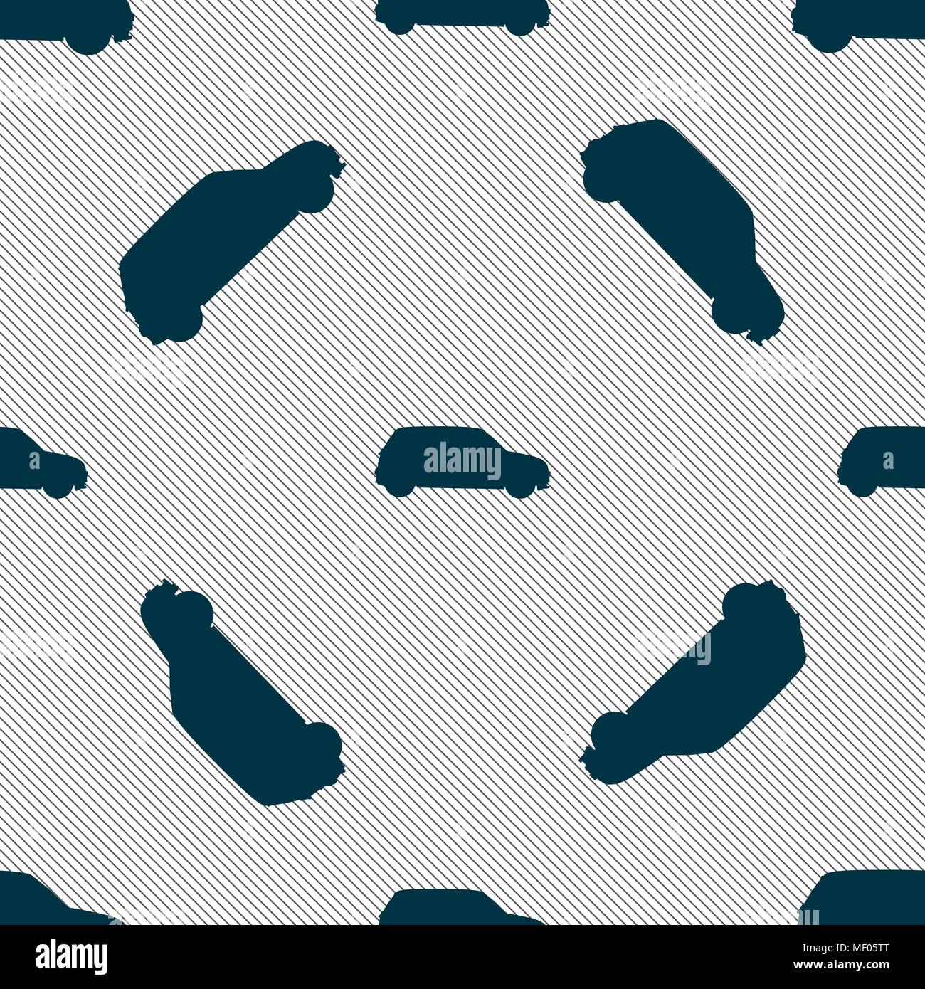 Jeep icon sign. Seamless pattern with geometric texture. Vector illustration Stock Vector