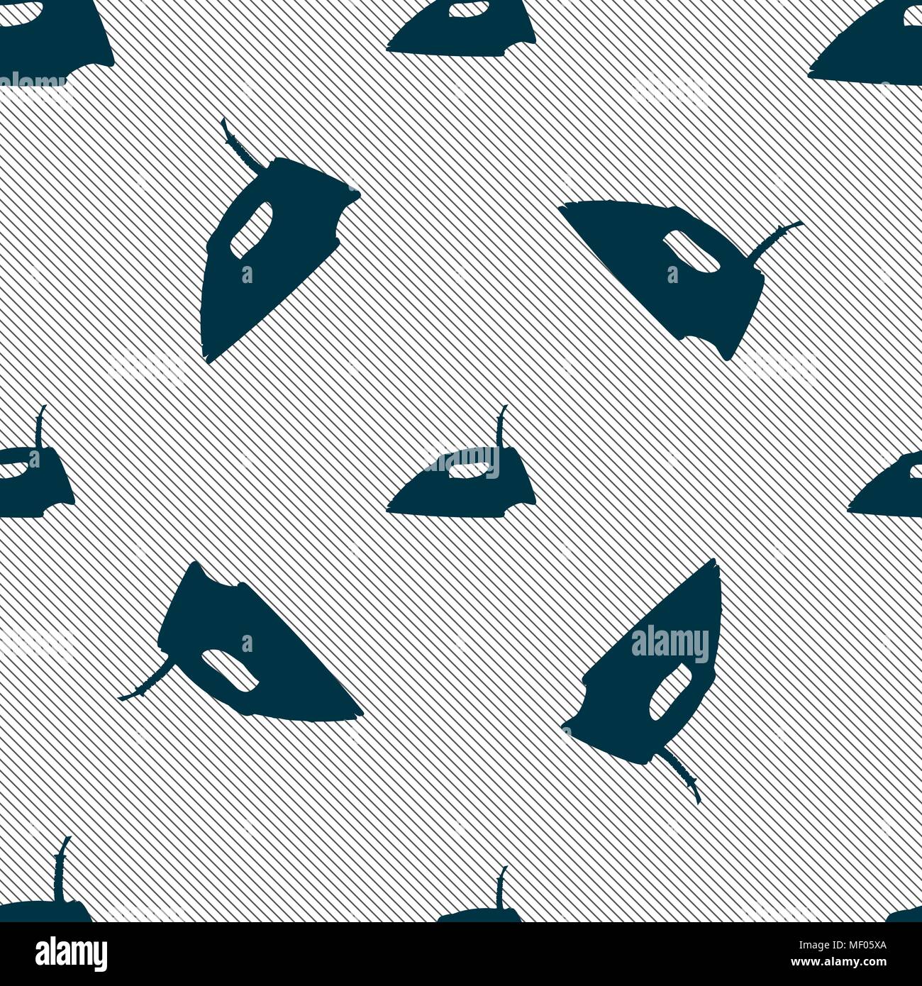Iron icon sign. Seamless pattern with geometric texture. Vector illustration Stock Vector