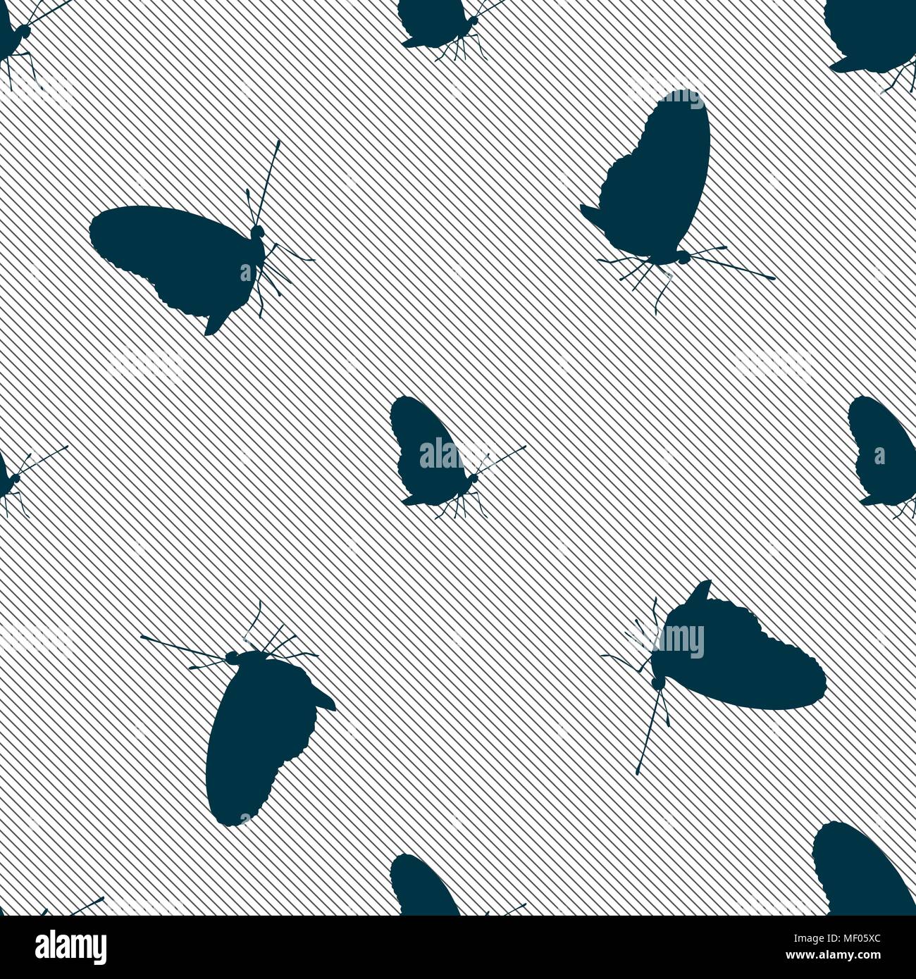 butterfly icon sign. Seamless pattern with geometric texture. Vector illustration Stock Vector