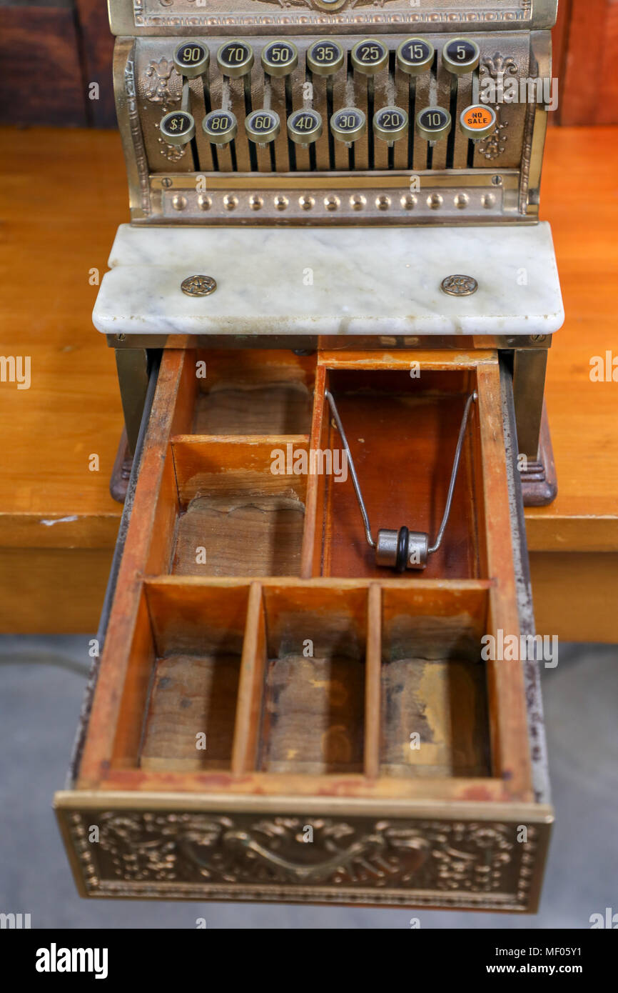 Images of Antique National 313 cash register, manufactured in 1912. Stock Photo