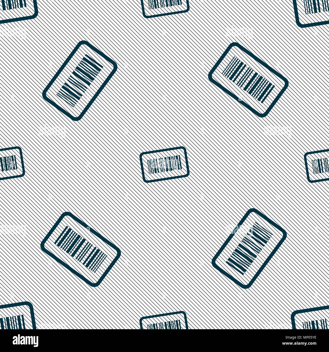 Barcode icon sign. Seamless pattern with geometric texture. Vector illustration Stock Vector