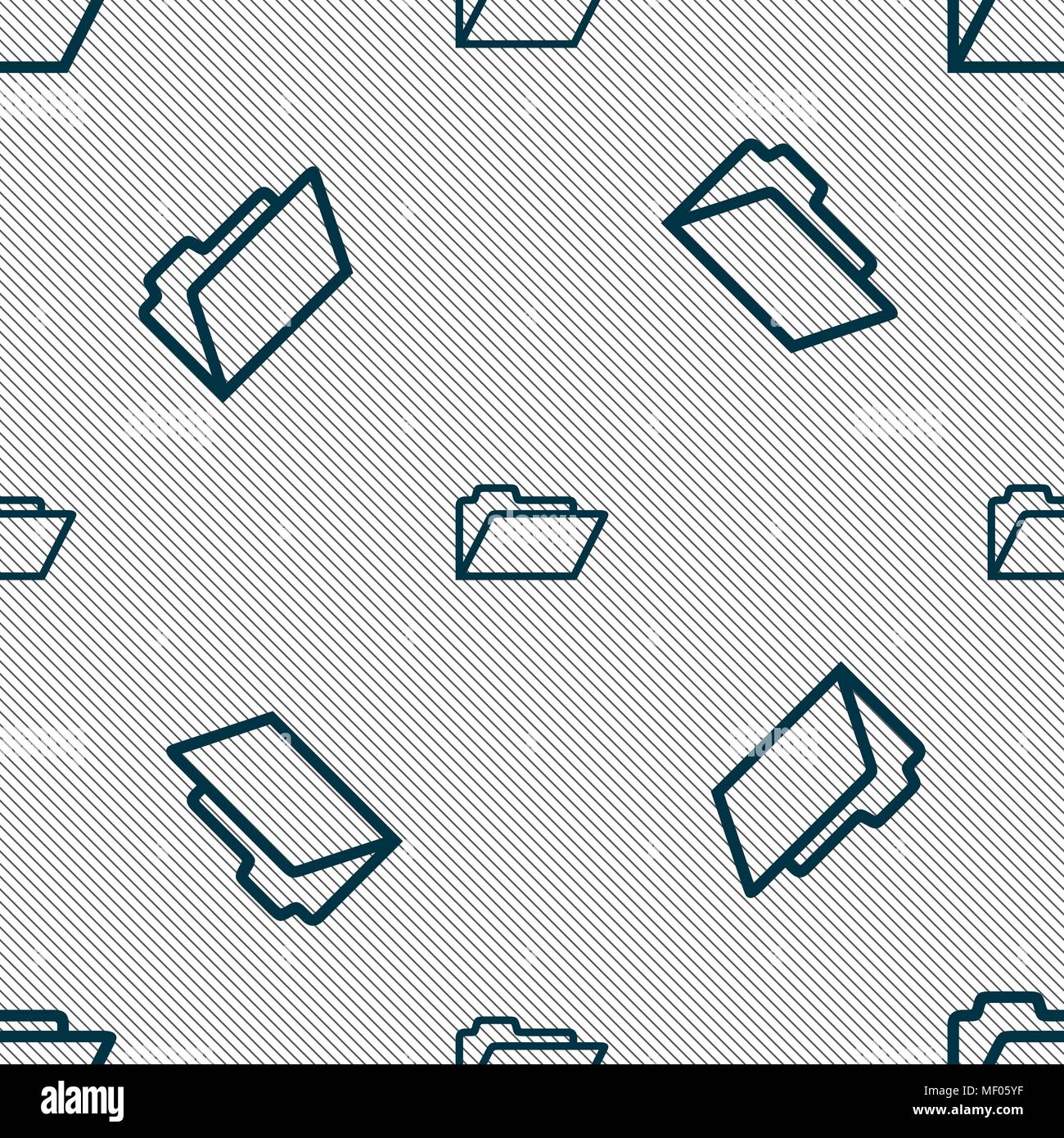 Folder icon sign. Seamless pattern with geometric texture. Vector ...