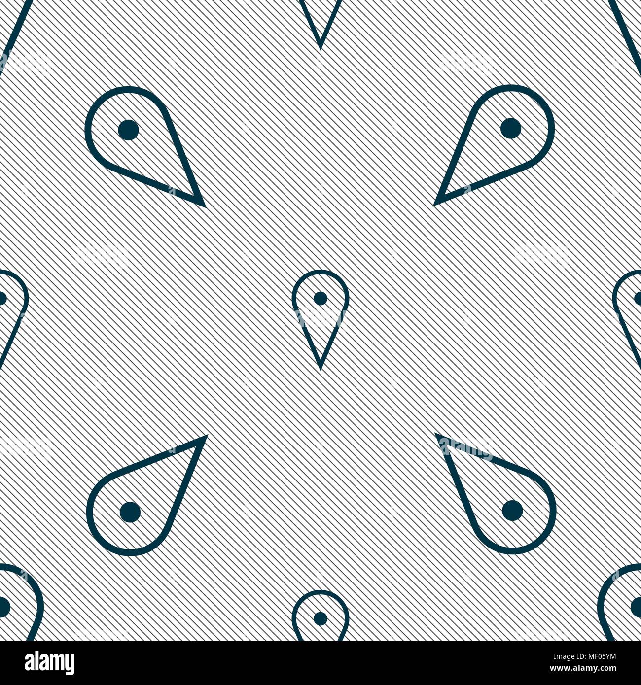 map poiner icon sign. Seamless pattern with geometric texture. Vector illustration Stock Vector