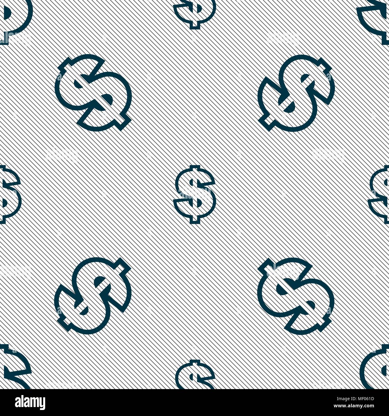 Dollar icon sign. Seamless pattern with geometric texture. Vector ...