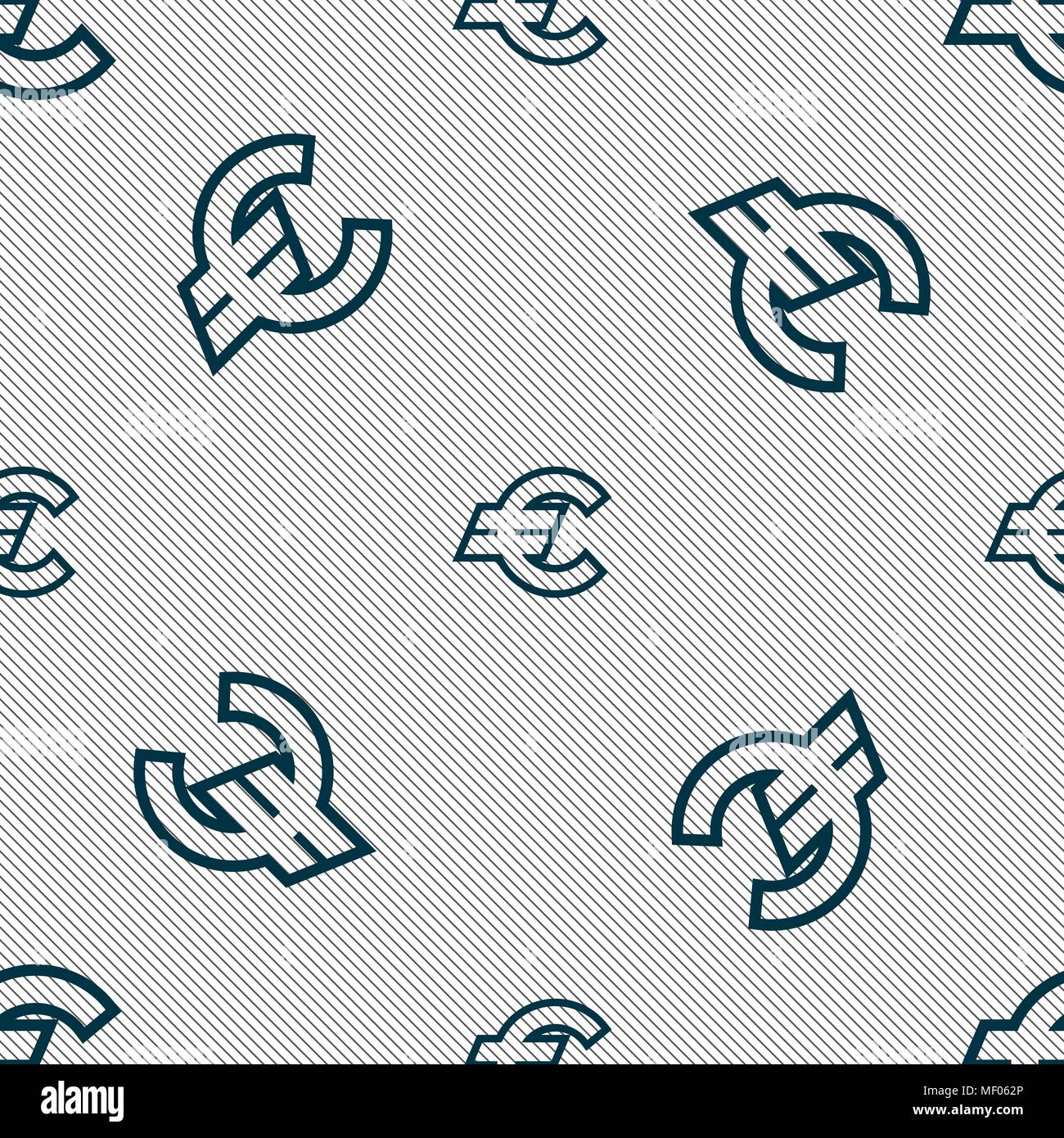 Euro EUR icon sign. Seamless pattern with geometric texture. Vector ...