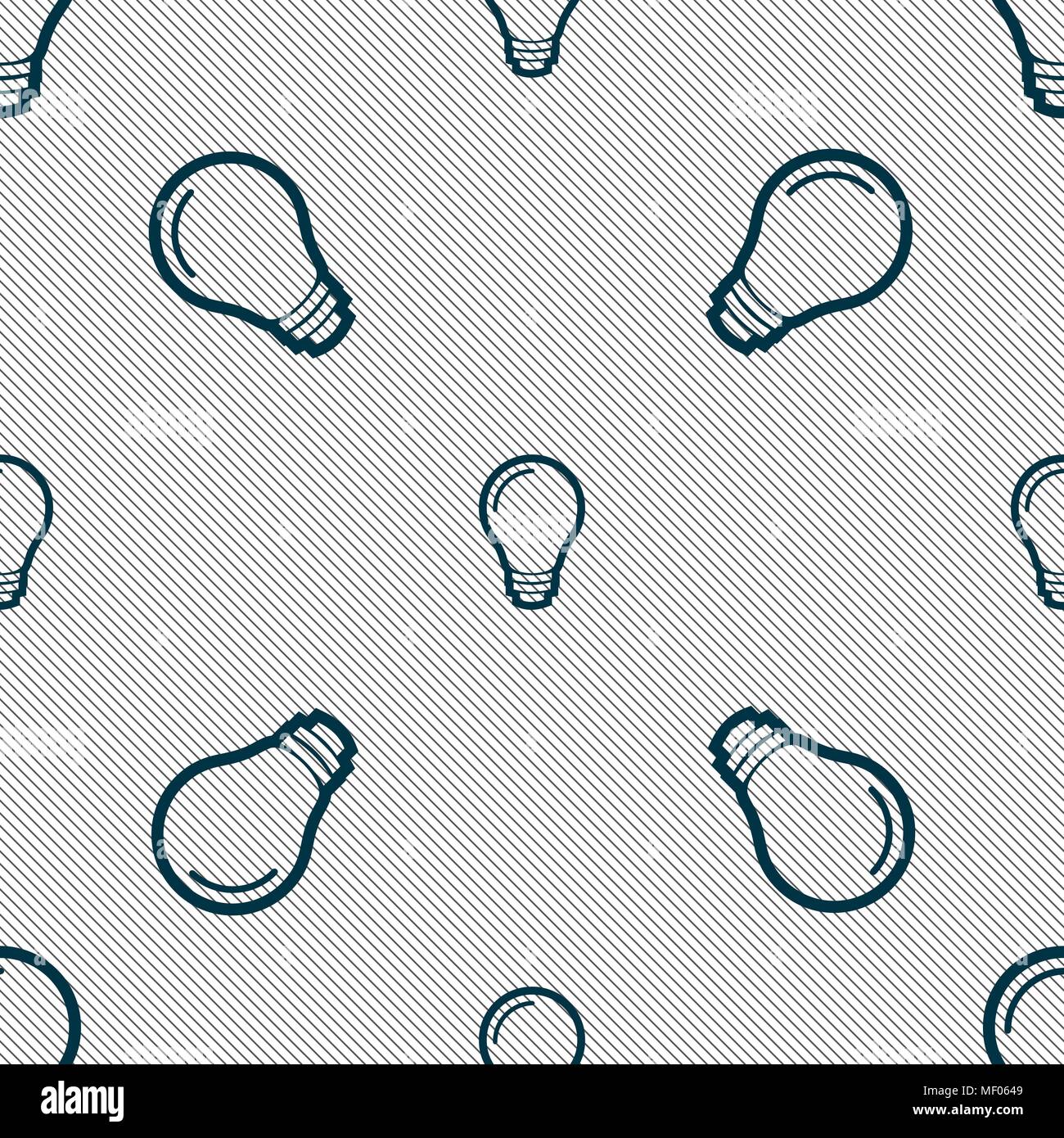 Light bulb icon sign. Seamless pattern with geometric texture. Vector ...
