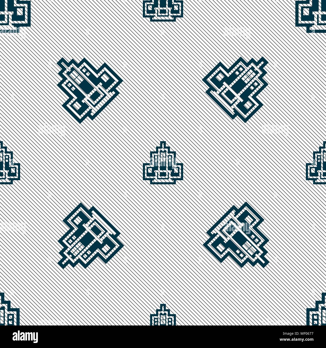 skyscraper icon sign. Seamless pattern with geometric texture. Vector ...