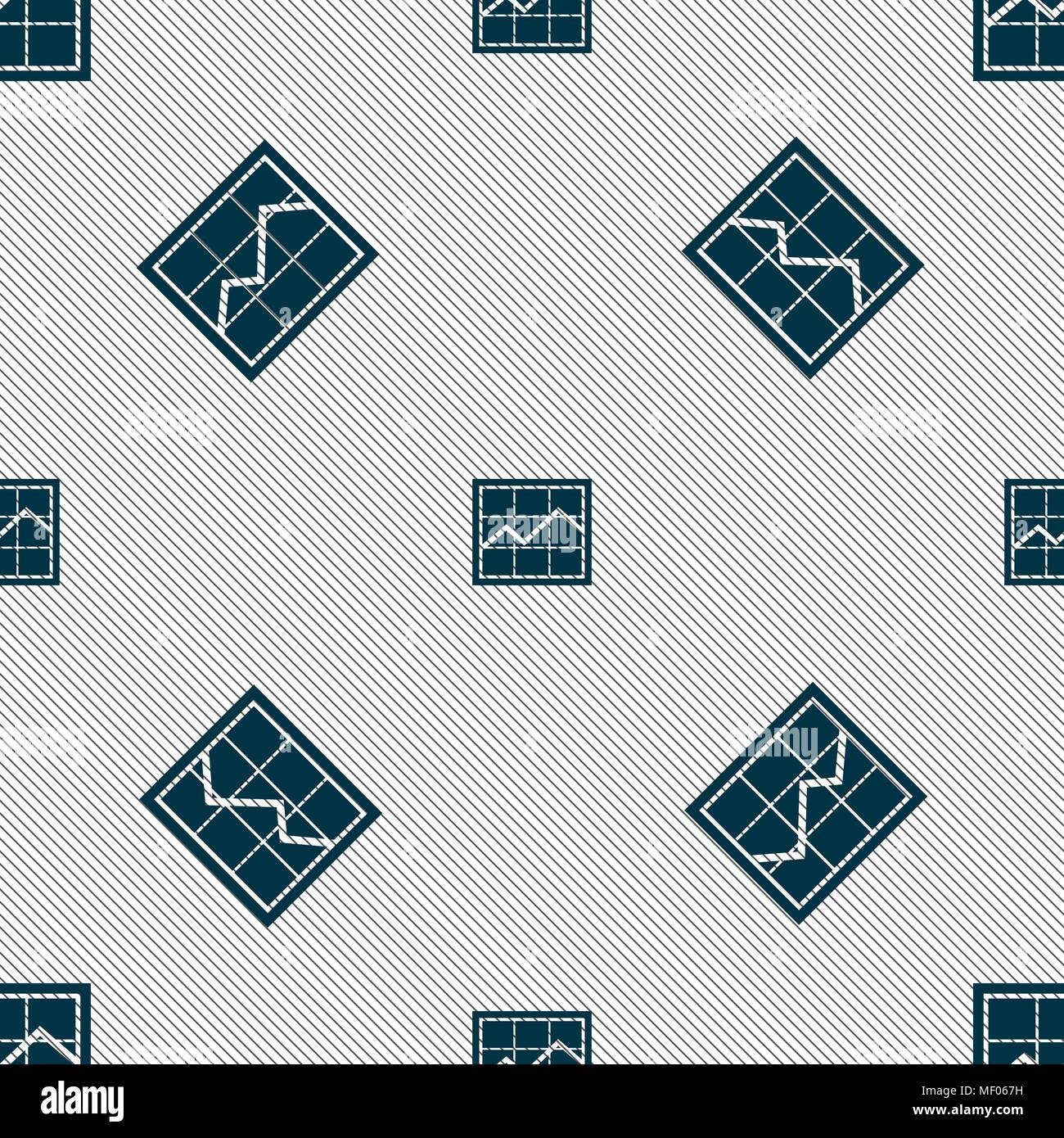 Chart icon sign. Seamless pattern with geometric texture. Vector illustration Stock Vector