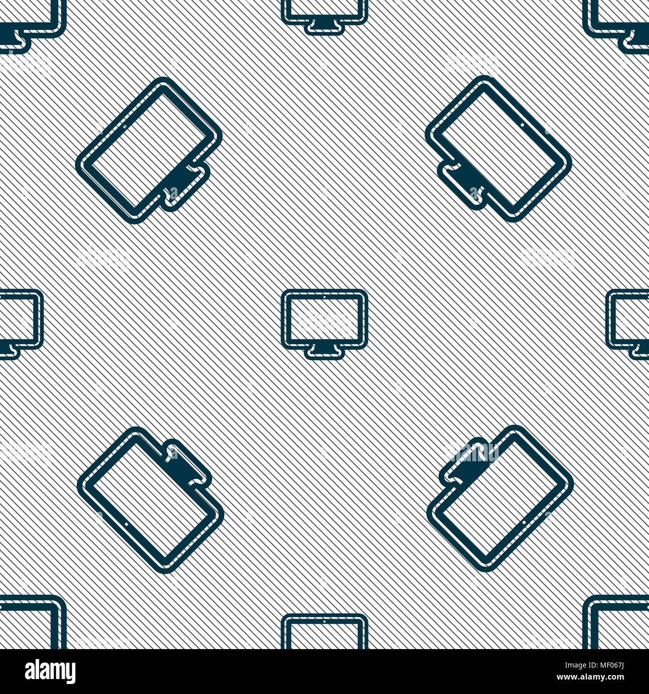 monitor icon sign. Seamless pattern with geometric texture. Vector ...