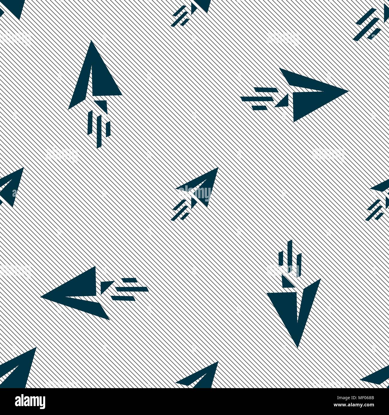 Paper airplane icon sign. Seamless pattern with geometric texture ...