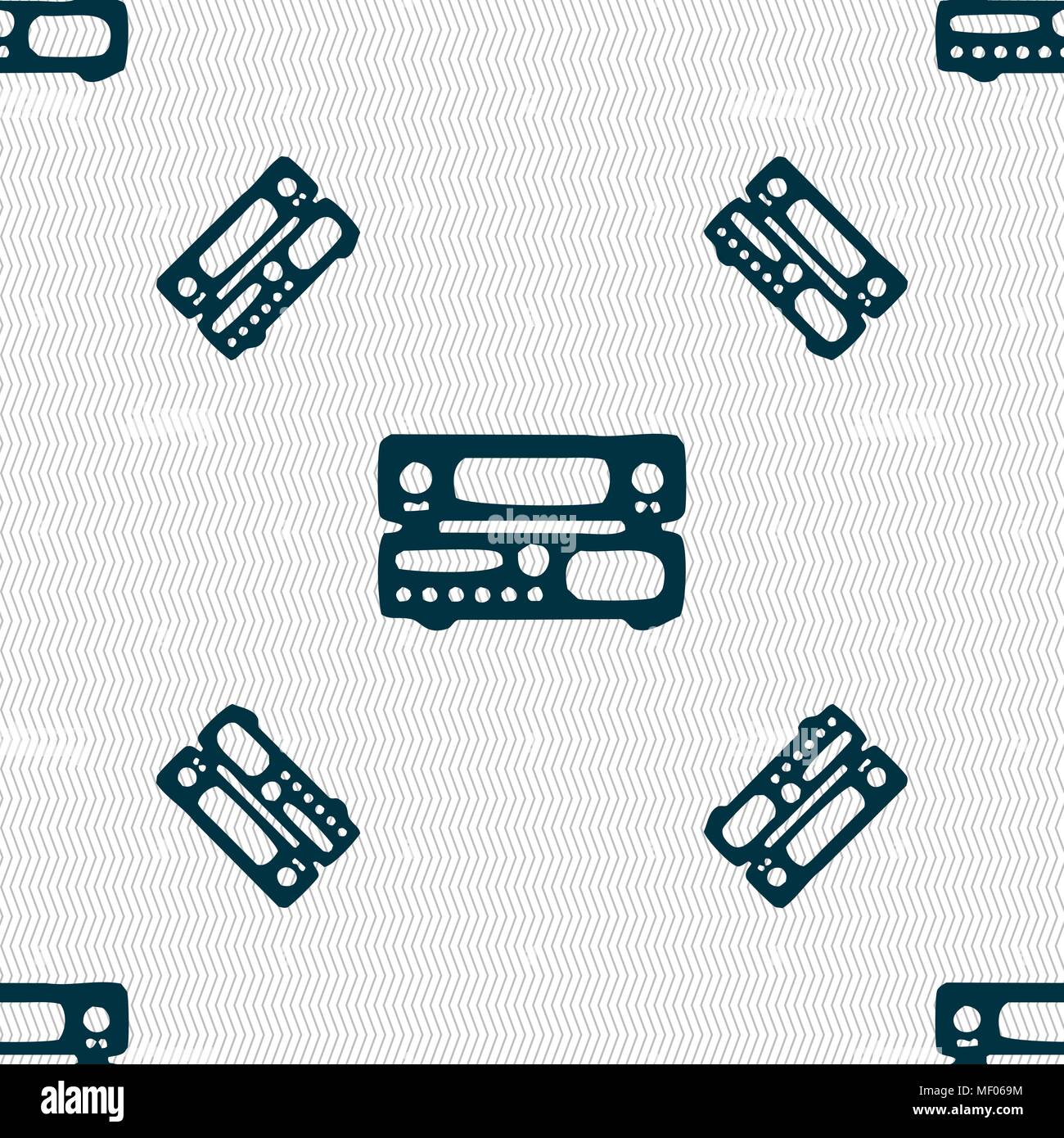 radio, receiver, amplifier icon sign. Seamless pattern with geometric texture. Vector illustration Stock Vector