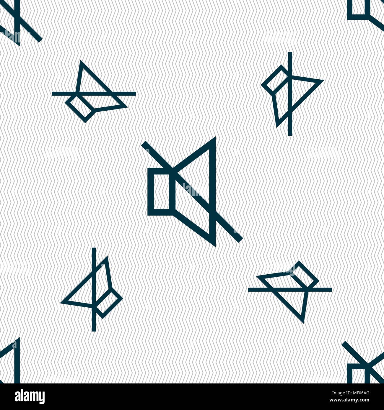 without sound, mute icon sign. Seamless pattern with geometric texture. Vector illustration Stock Vector