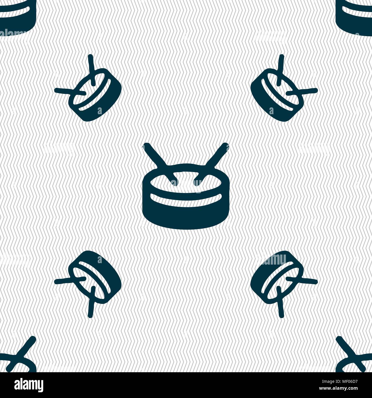 drum icon sign. Seamless pattern with geometric texture. Vector illustration Stock Vector