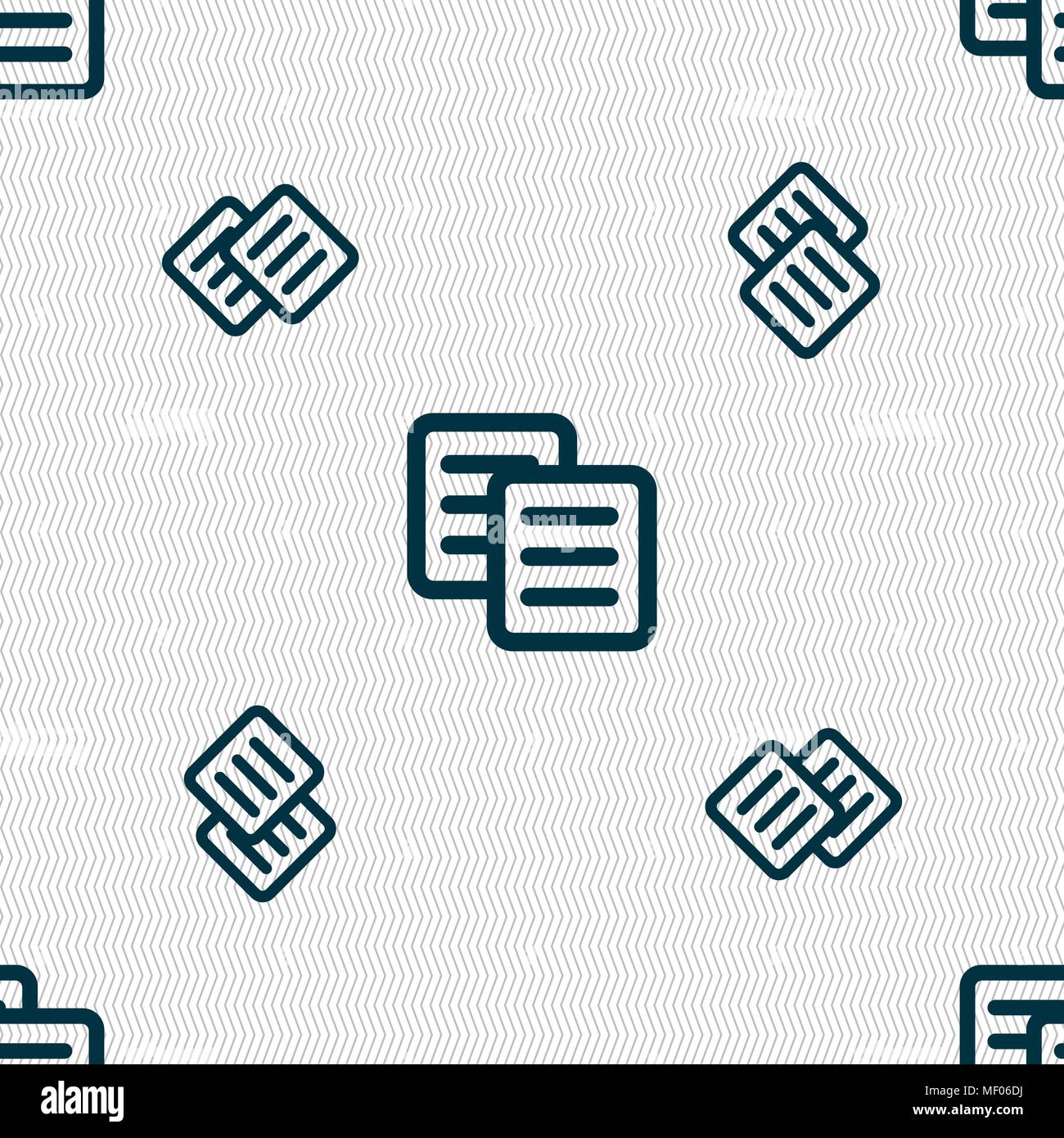 copy icon sign. Seamless pattern with geometric texture. Vector illustration Stock Vector
