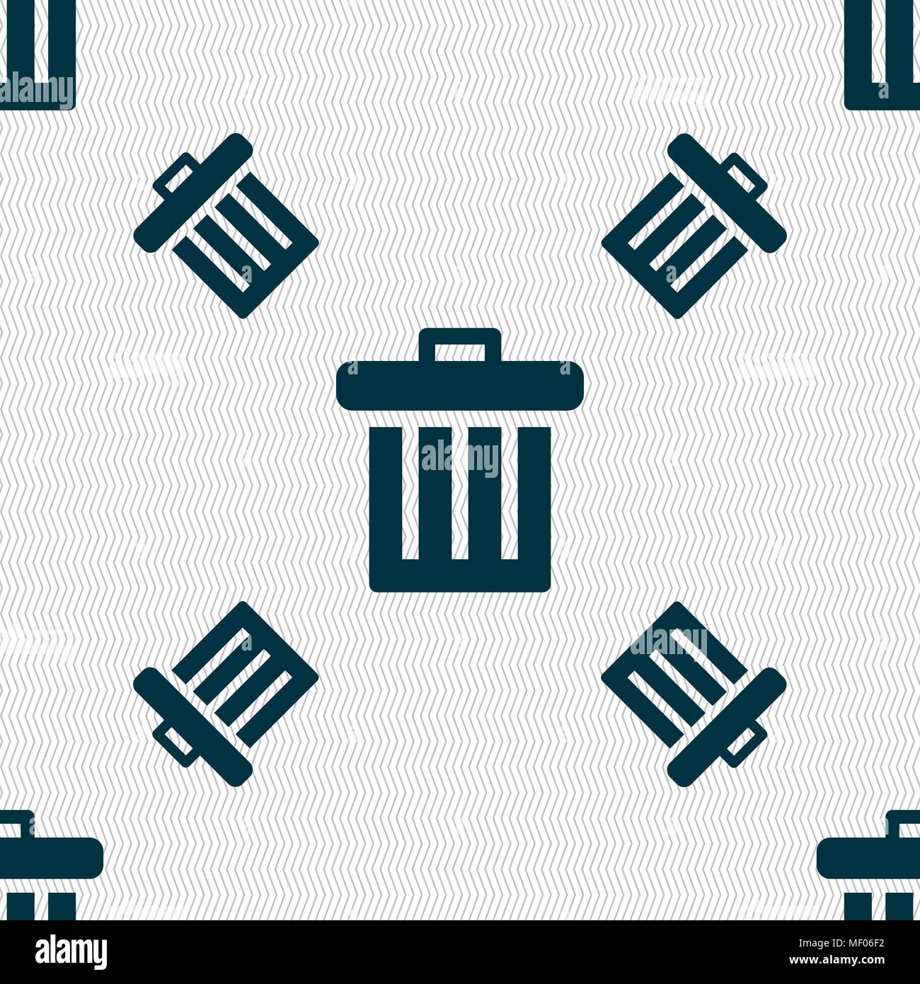 Recycle bin icon sign. Seamless pattern with geometric texture. Vector ...