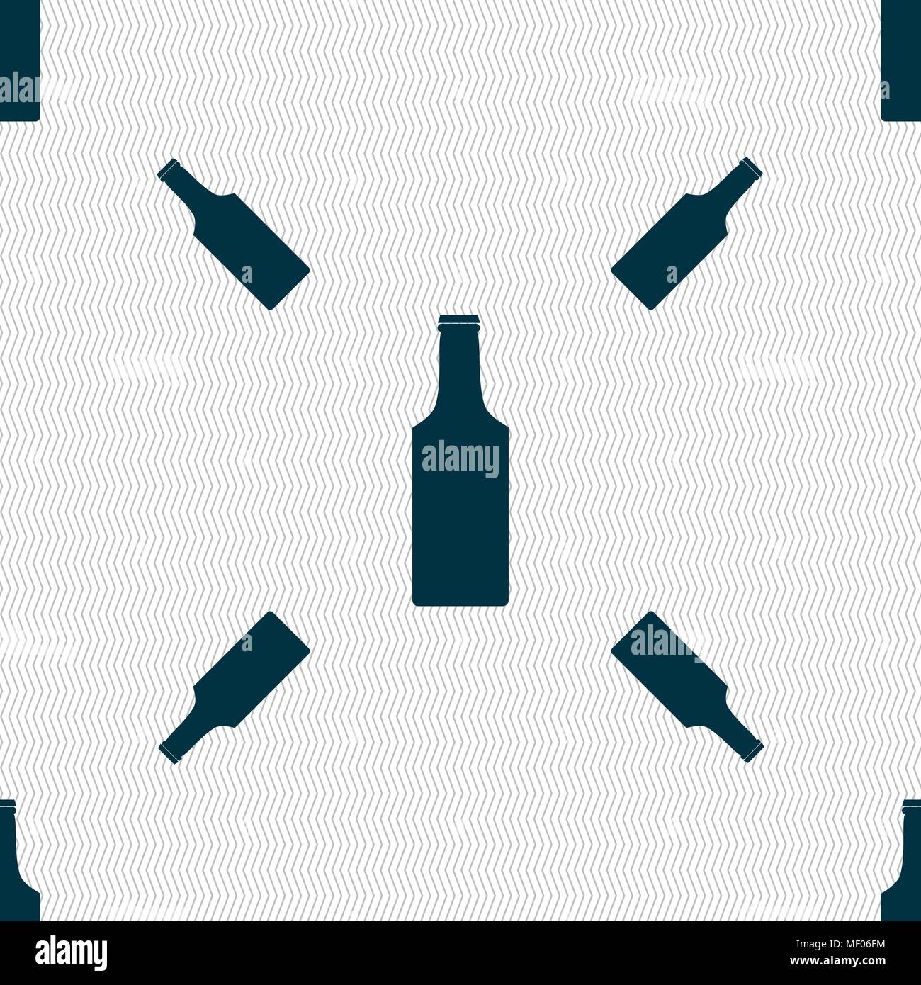 bottle icon sign. Seamless pattern with geometric texture. Vector illustration Stock Vector