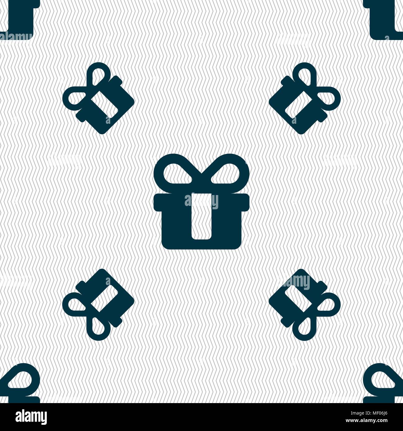 gift icon sign. Seamless pattern with geometric texture. Vector illustration Stock Vector