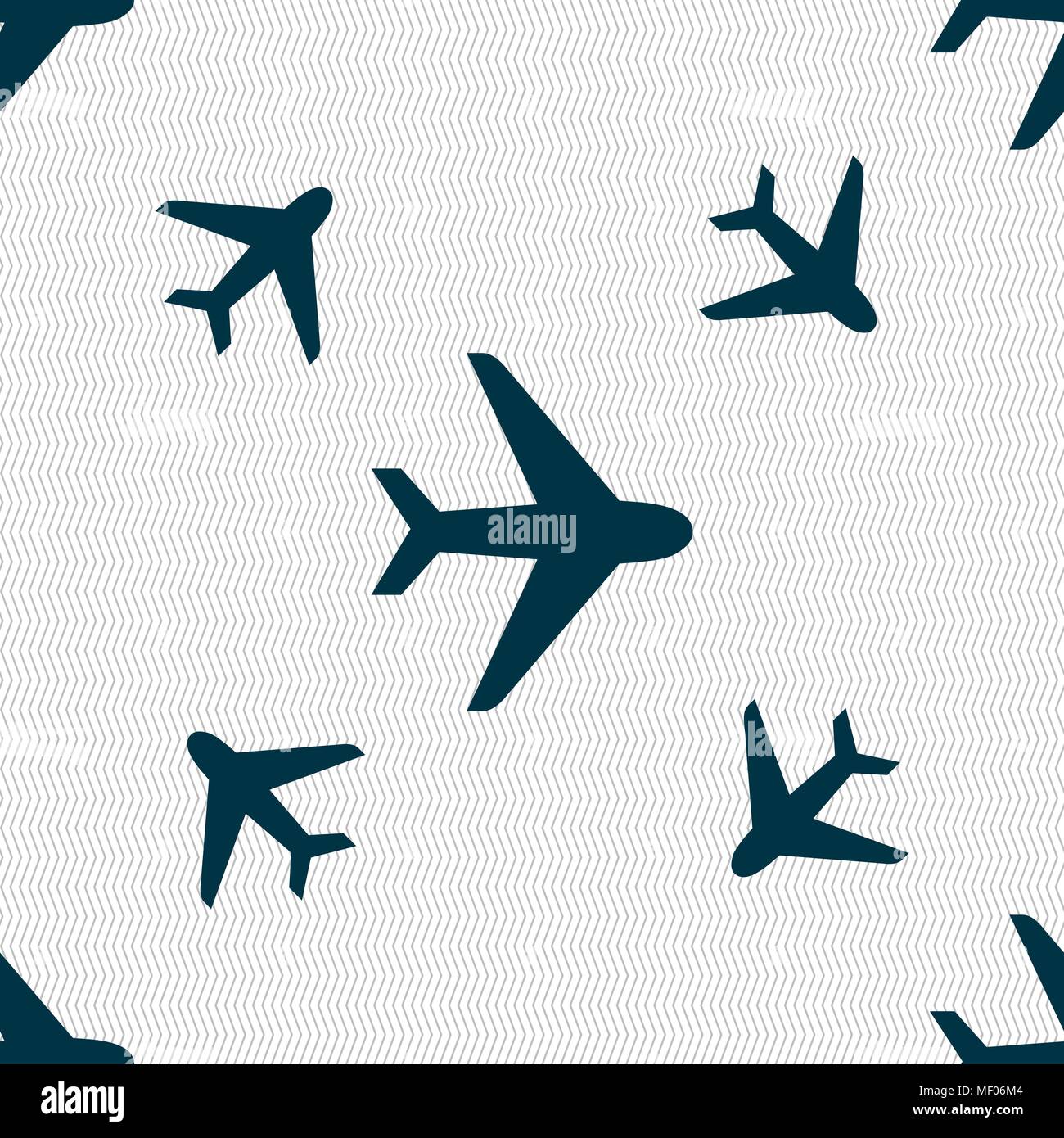 Plane icon sign. Seamless pattern with geometric texture. Vector illustration Stock Vector