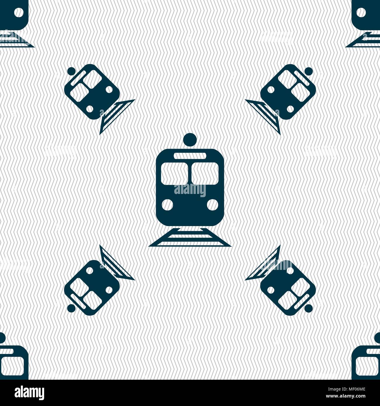 train icon sign. Seamless pattern with geometric texture. Vector illustration Stock Vector