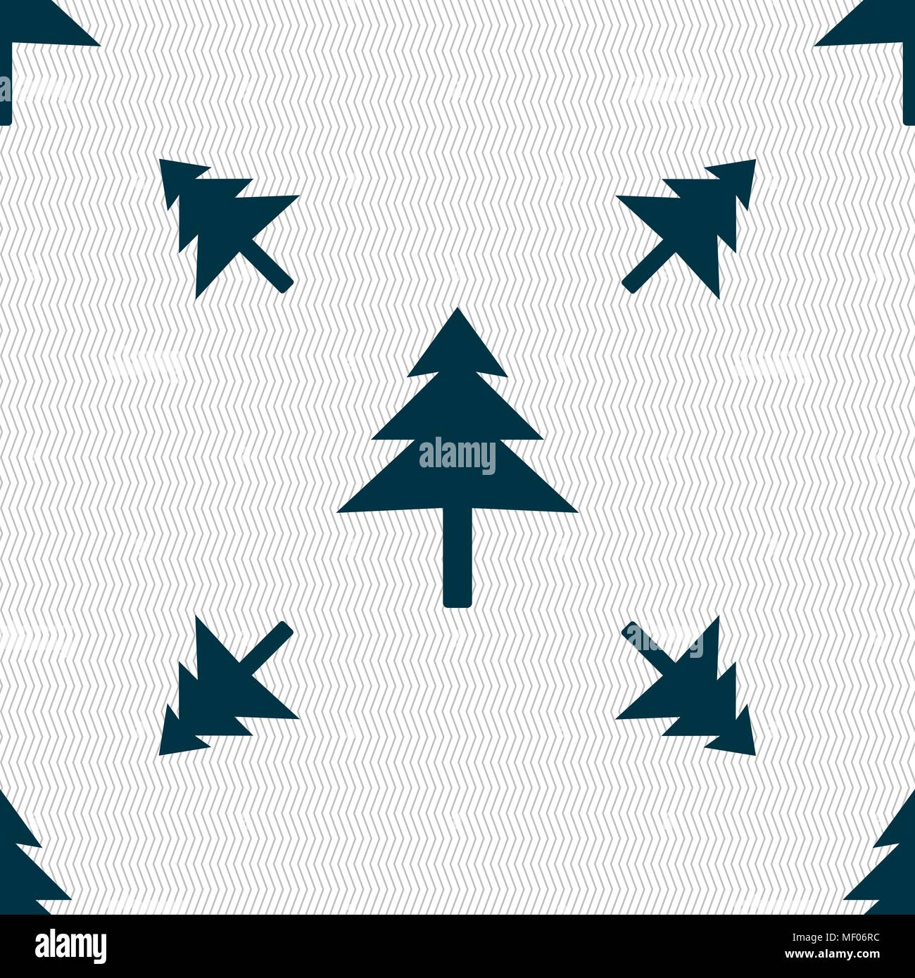 Christmas tree icon sign. Seamless pattern with geometric texture. Vector illustration Stock Vector