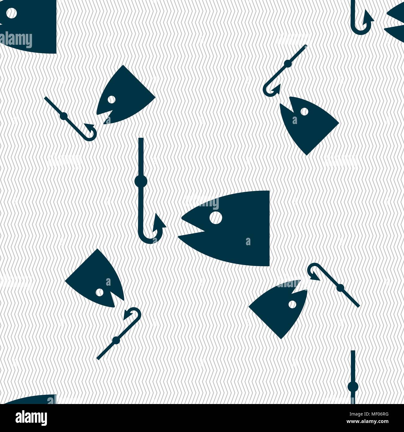 Fishing icon sign. Seamless pattern with geometric texture. Vector illustration Stock Vector