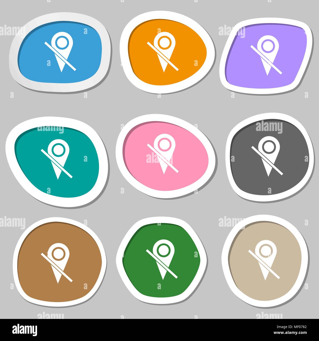 Map pointer icon sign. Multicolored paper stickers. Vector illustration ...