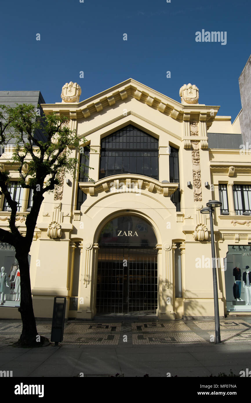 Zara Store in the historic city of Braga in Portugal. Zara stores are closing in Russia because of the war on Ukraine. Stock Photo