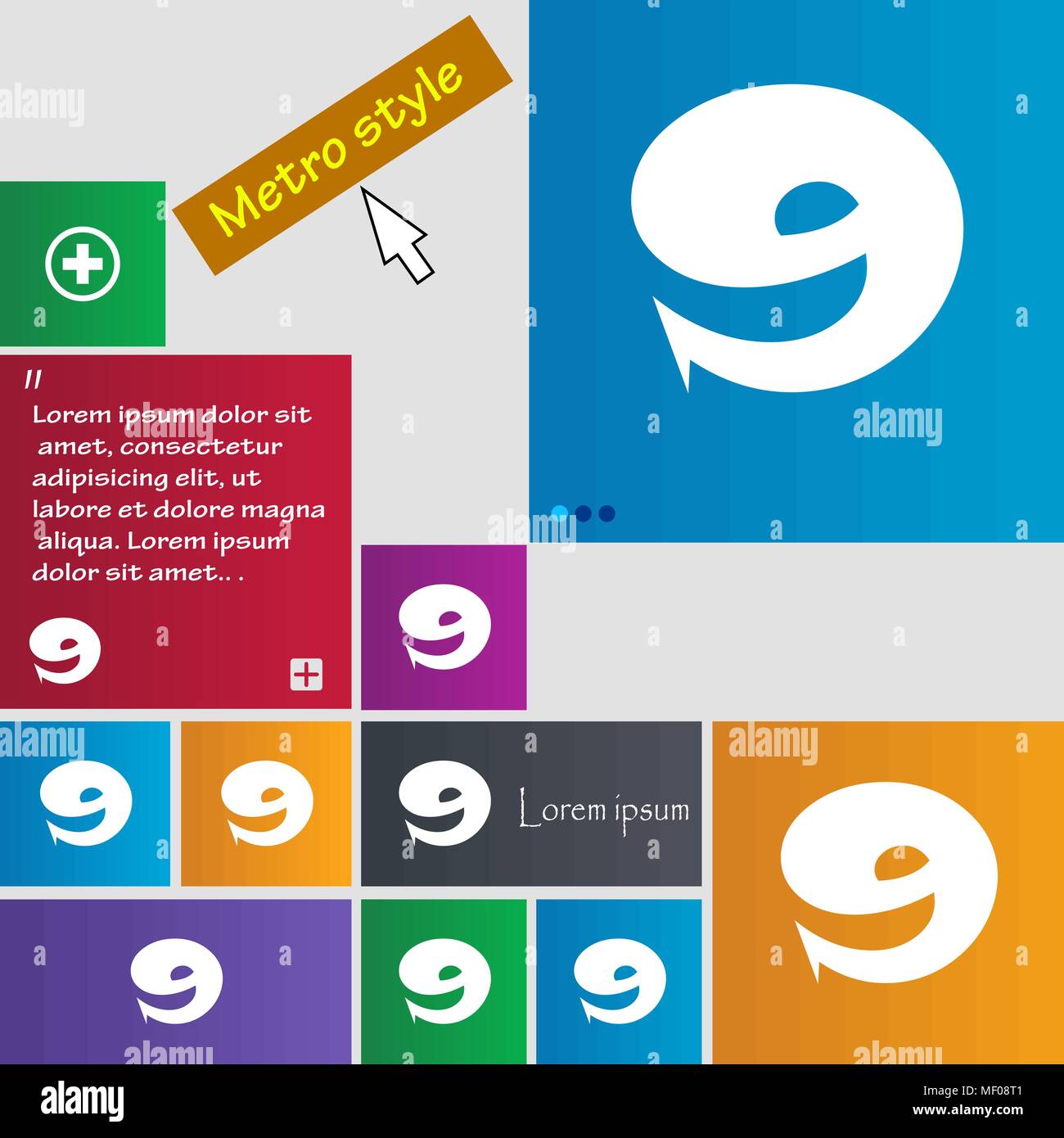 number Nine icon sign. Set of coloured buttons. Vector illustration ...