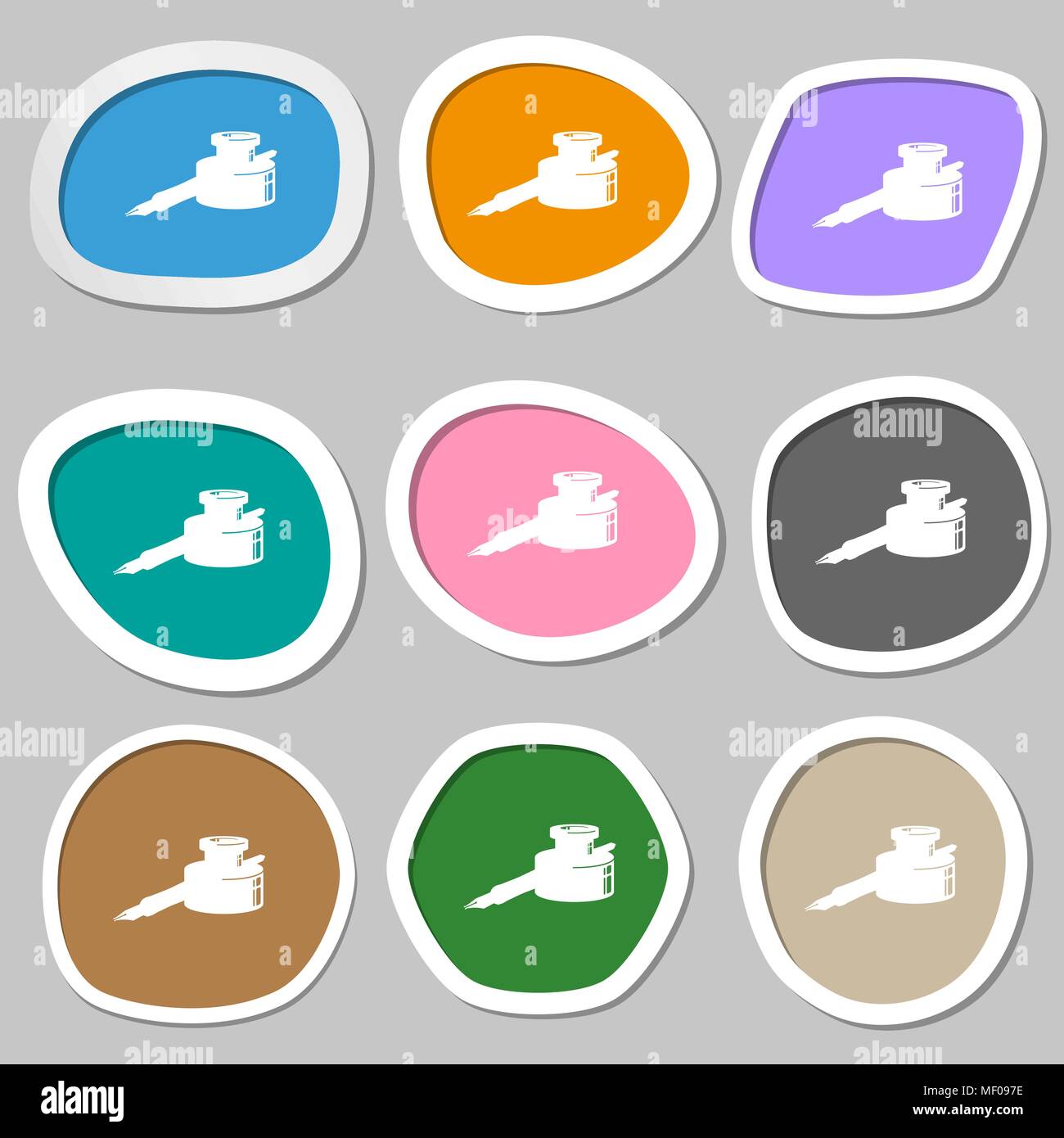 pen and ink icon symbols. Multicolored paper stickers. Vector ...
