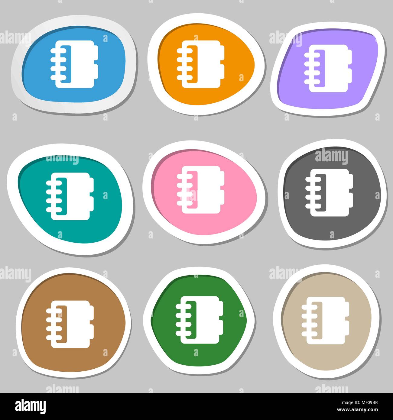 Notepad, calendar icon symbols. Multicolored paper stickers. Vector ...