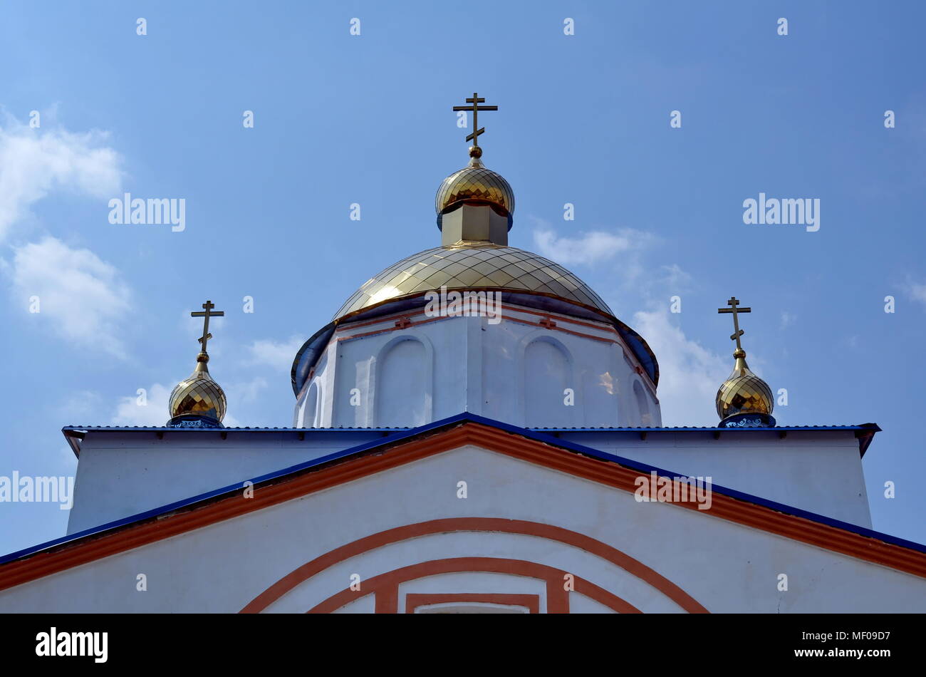 The top of the Orthodox church in Russia Stock Photo