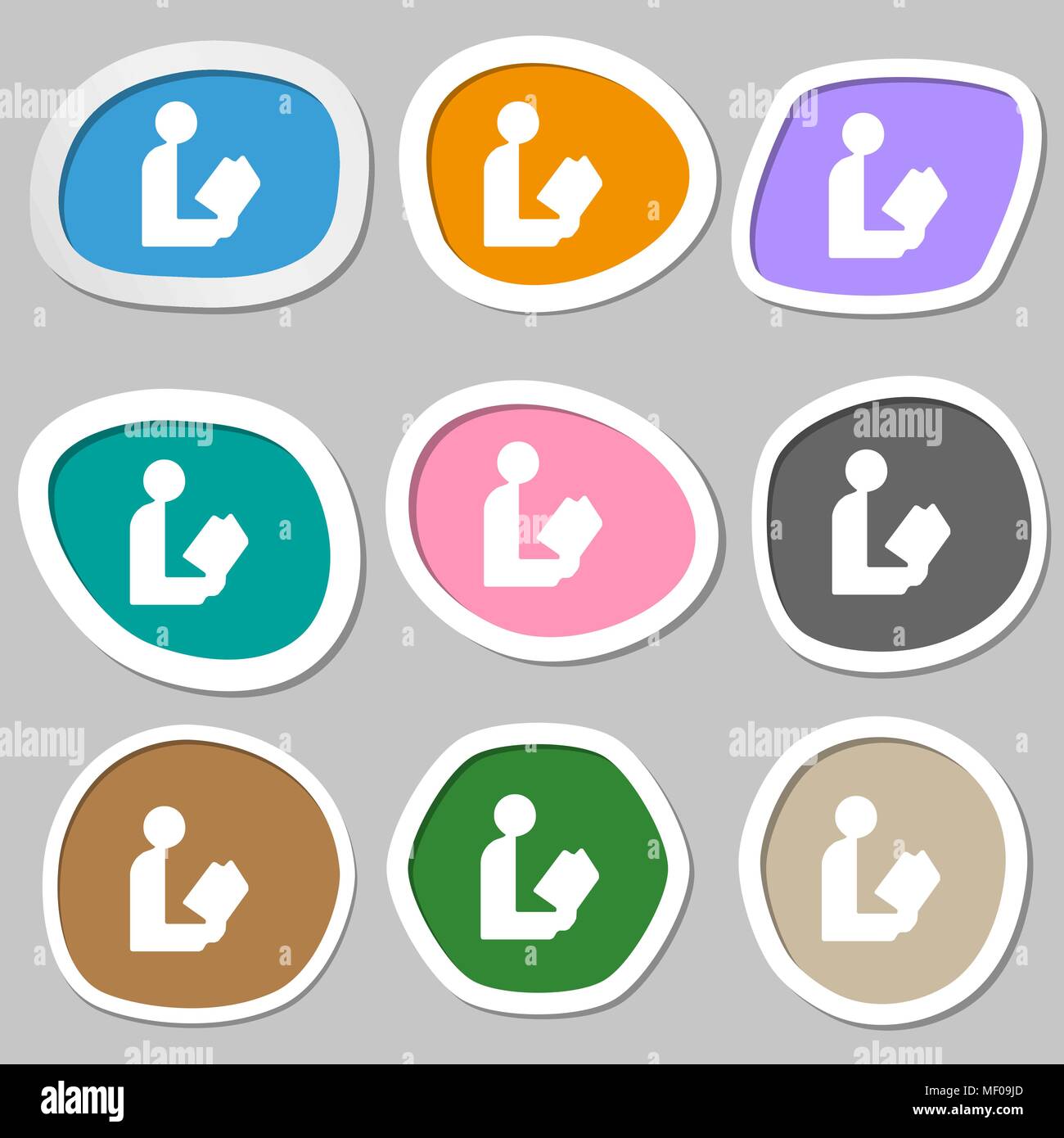 read a book icon symbols. Multicolored paper stickers. Vector ...