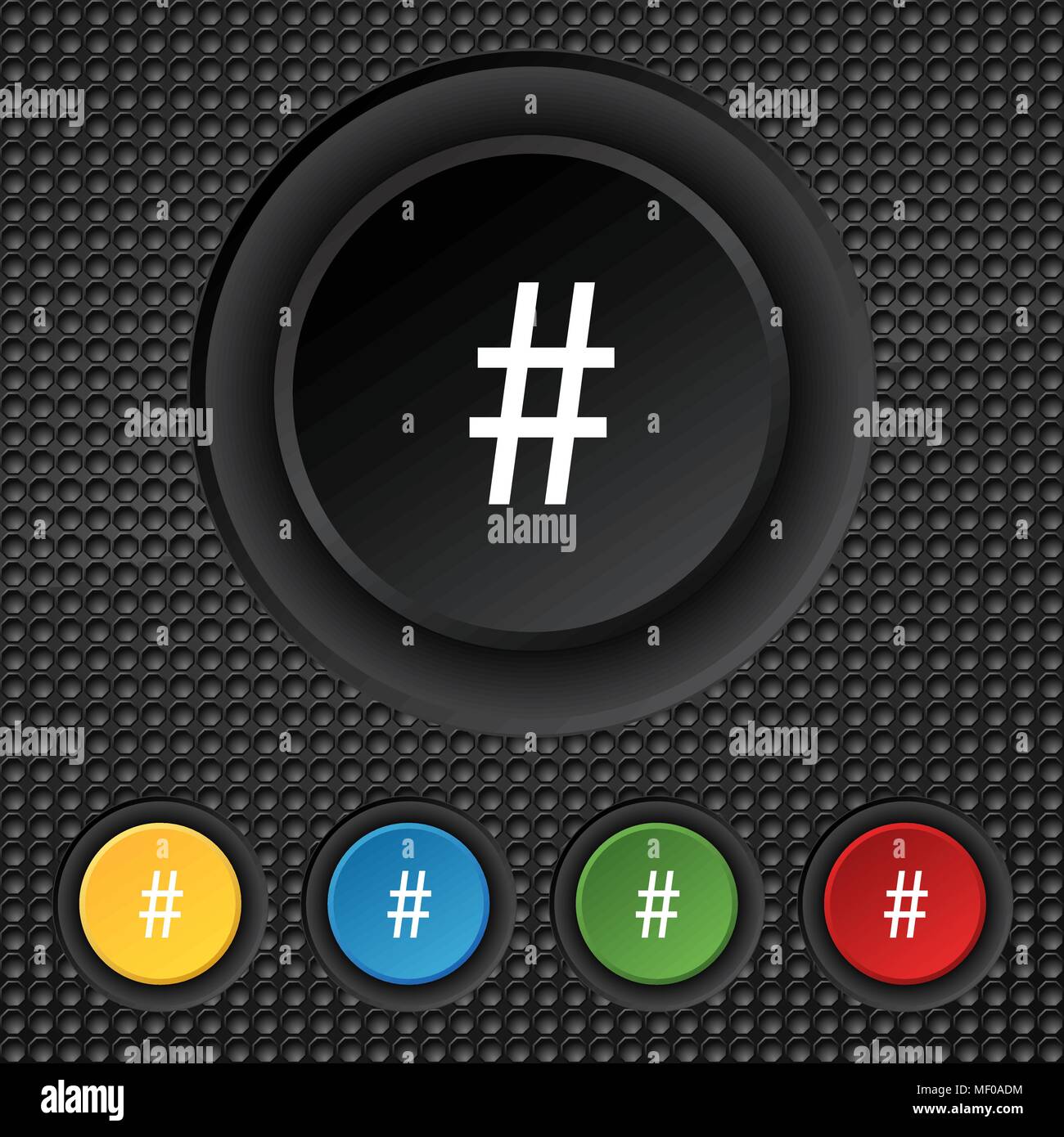 hash tag icon. Set colourful buttons sign. Vector illustration Stock ...