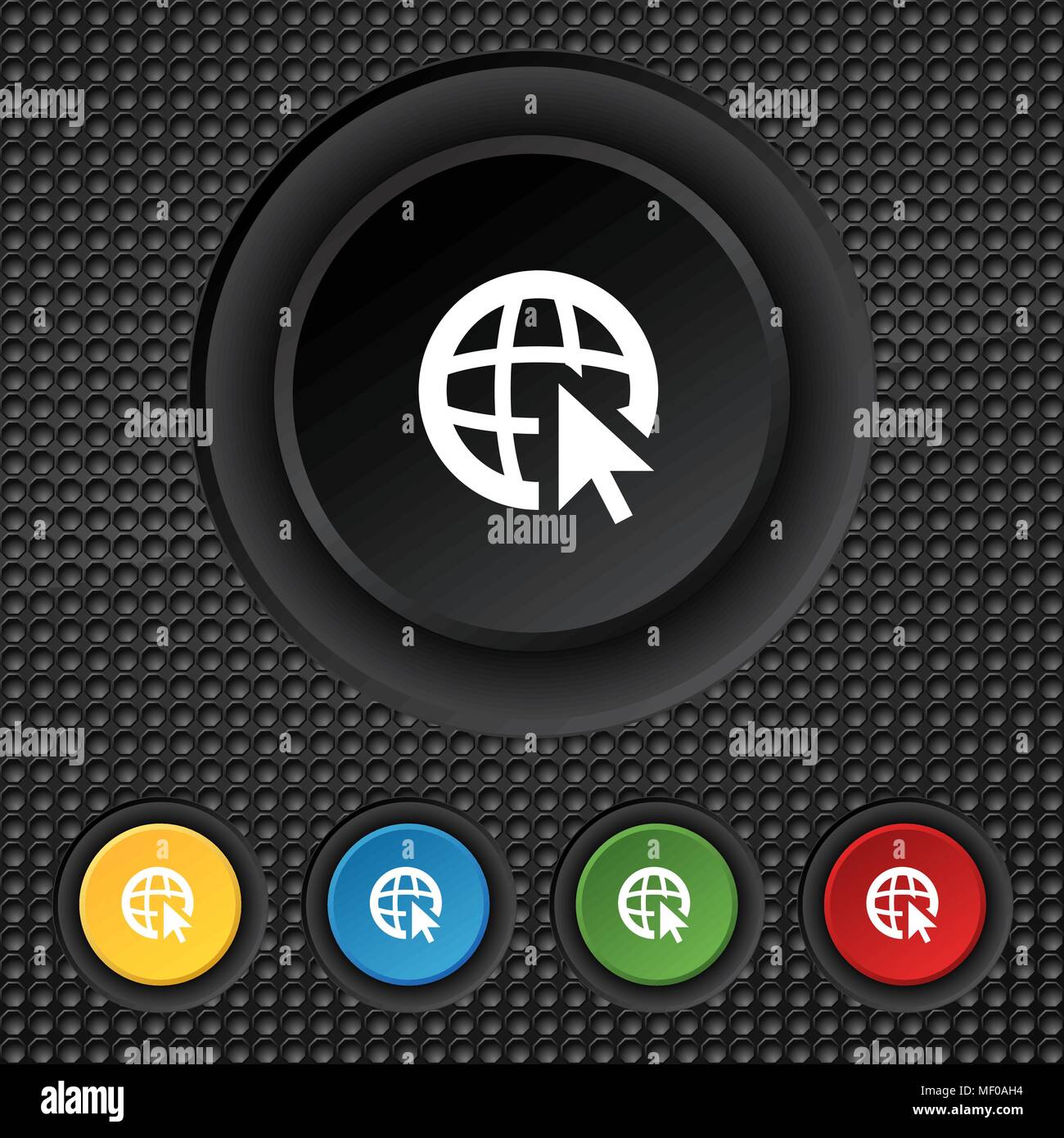 Internet sign icon. World wide web symbol. Cursor pointer. Set colour ...
