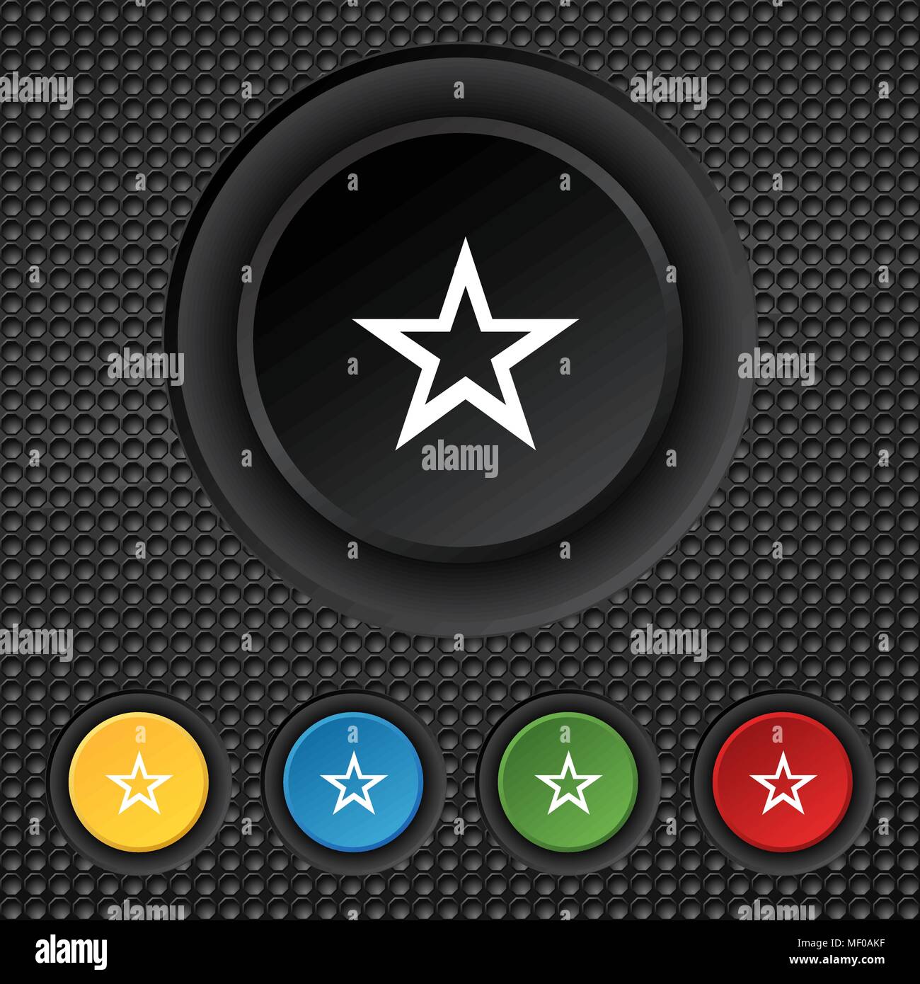 Star sign icon. Favorite button. Navigation symbol.Set colourful ...