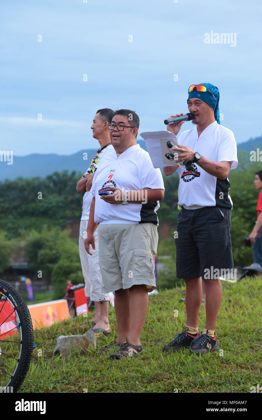 Briefing by the organiser of PCC Specialized Presidential Ride Mountain bike competition  2013  at Semenyih, Malaysia. Stock Photo