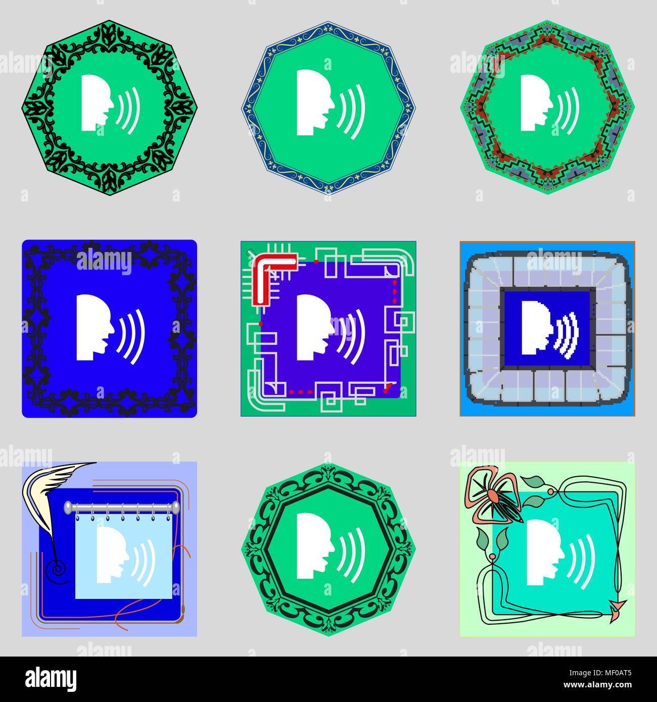 Talking Flat modern web icon. Set colour button. Vector illustration ...