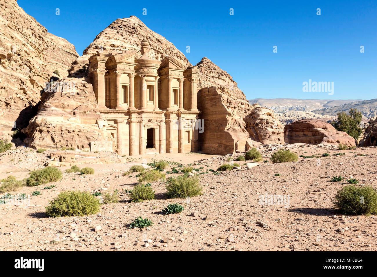 The Monastery Al Deir in Petra, Jordan Stock Photo
