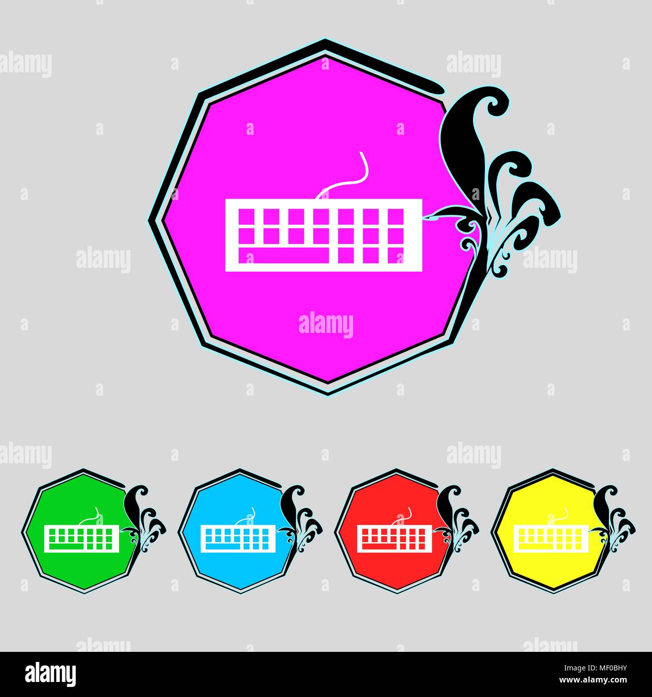 Computer keyboard Icon. Set colourful buttons. Vector illustration ...