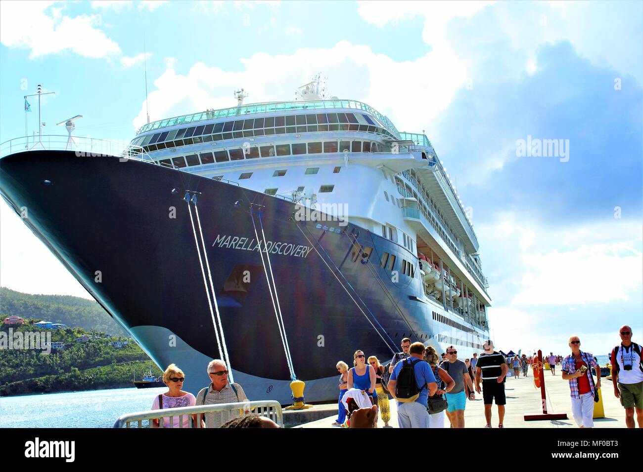 The Marella Discovery (TUI - formerly Thomson) cruise ship docked in Road Town port on the island of Tortola, British Virgin Islands, February 2018. Stock Photo