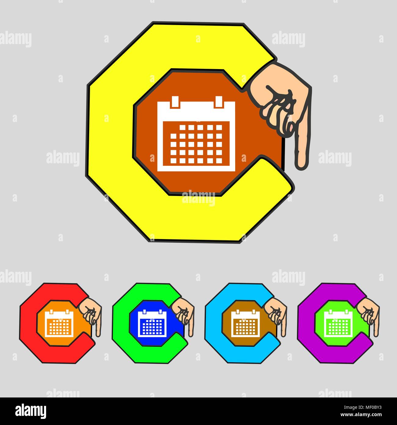 Calendar sign icon. days month symbol. Date button Set colur buttons ...