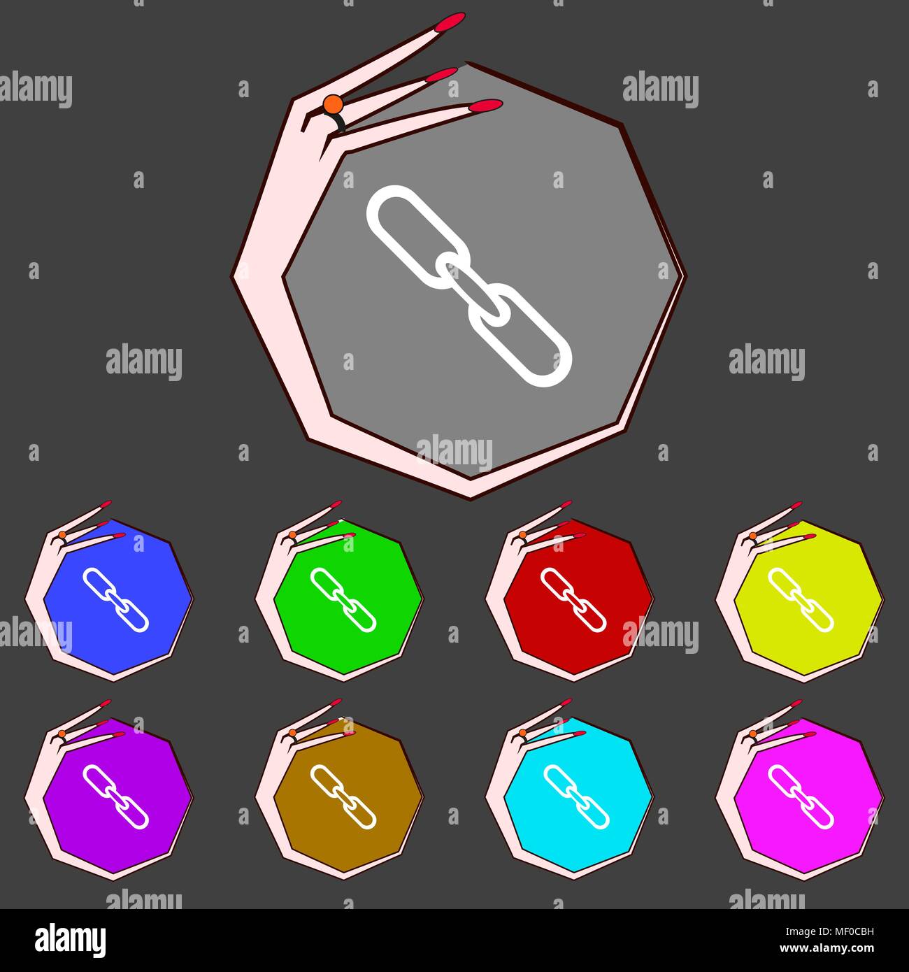 Link sign icon. Hyperlink chain symbol. Set colourful buttons. Vector ...