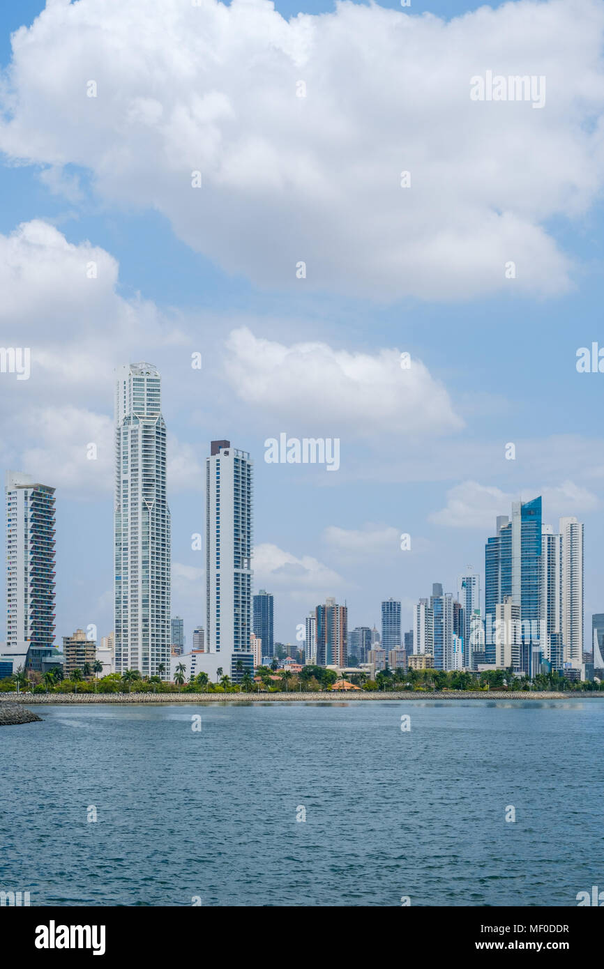 Skyscraper  skyline , modern apartment building towers at  Panama City downtown  - Stock Photo