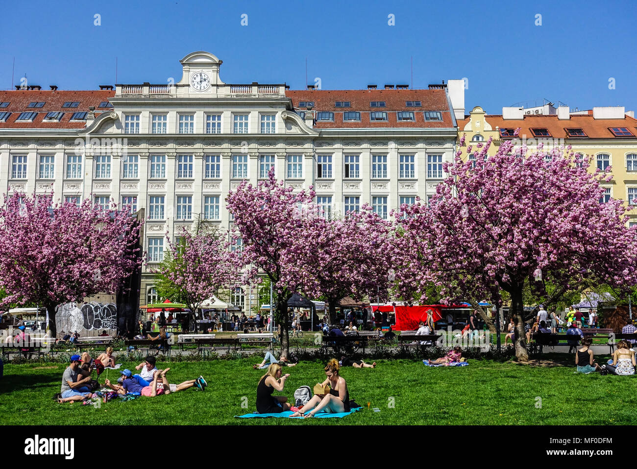 Jiriho z Podebrad Square, Vinohrady, Prague, Czech Republic Stock Photo