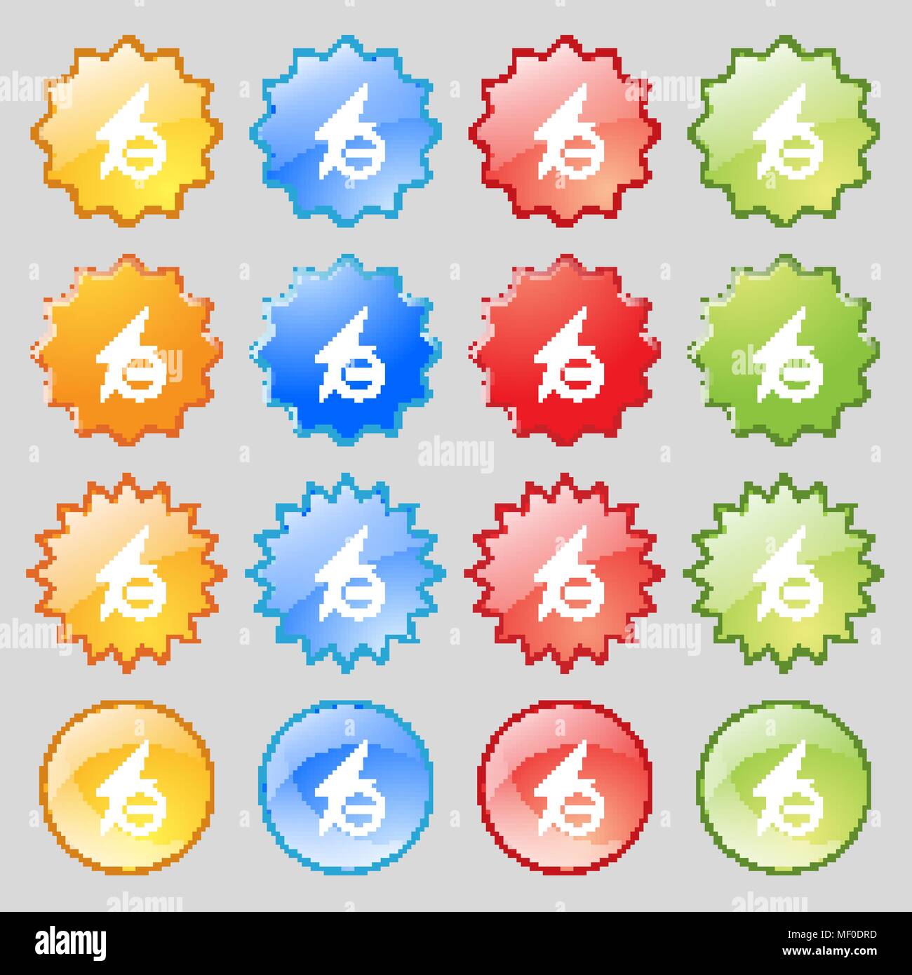 Photo flash icon sign. Big set of 16 colorful modern buttons for your ...