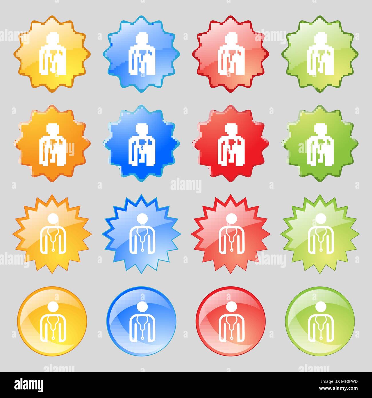doctor icon sign. Big set of 16 colorful modern buttons for your design ...