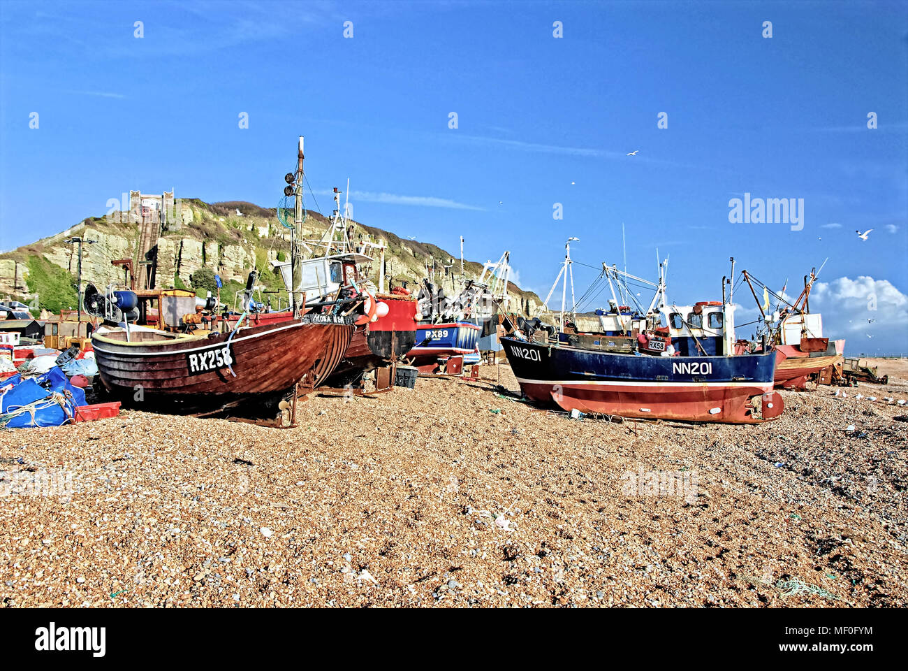 Trawlers at Hastings Stock Photo