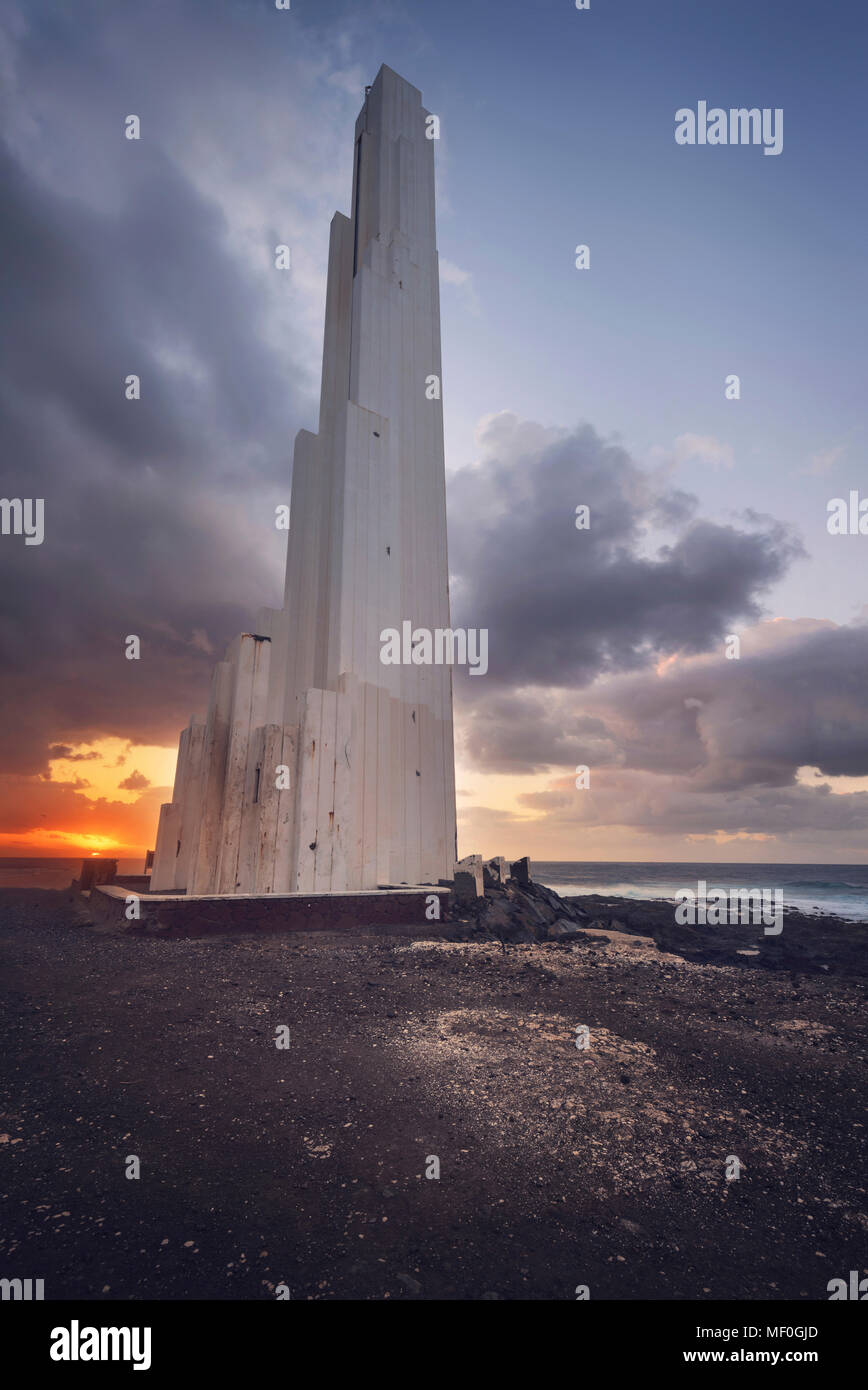 Spain, Canary Islands, Tenerife, Sunset at Faro de Punta del Hidalgo Stock Photo